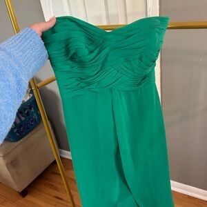 David's Bridal Strapless Green Dress